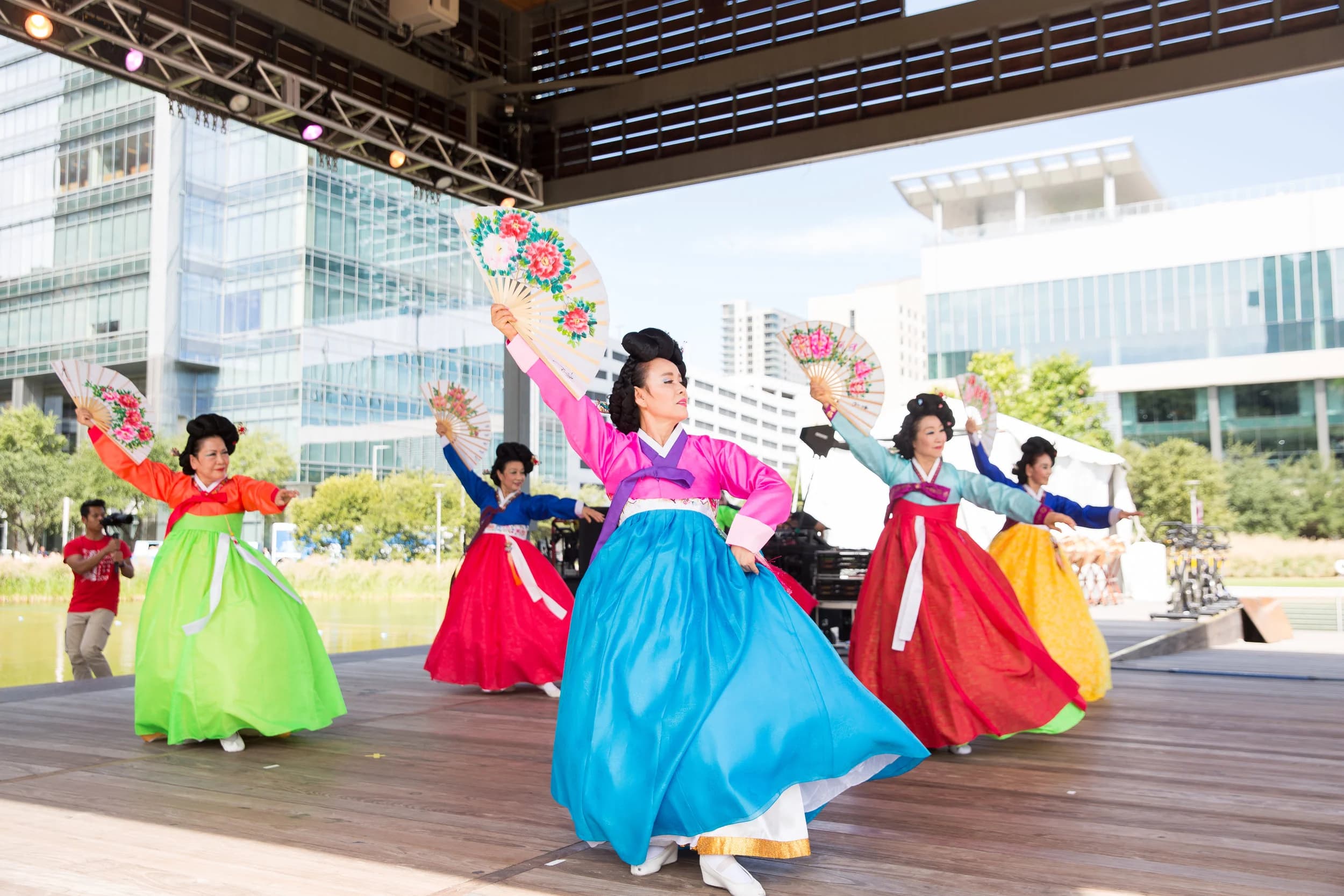 Korean Festival Houston performer dancing in hanbok